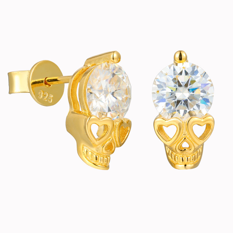 Halloween Skull Moissanite Stud Earrings – image 5
