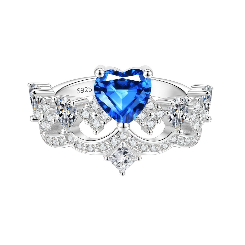 Heart Crown Colorful Moissanite Ring – image 10