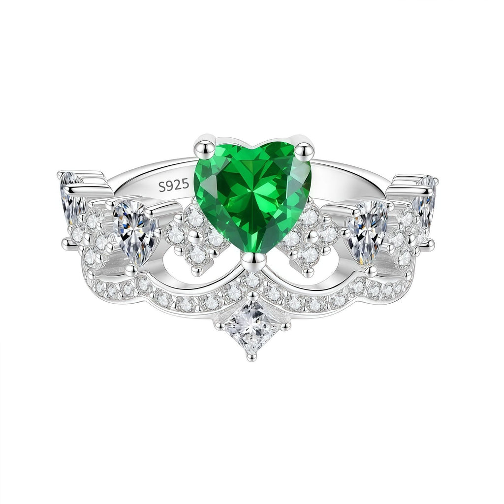 Heart Crown Colorful Moissanite Ring – image 11