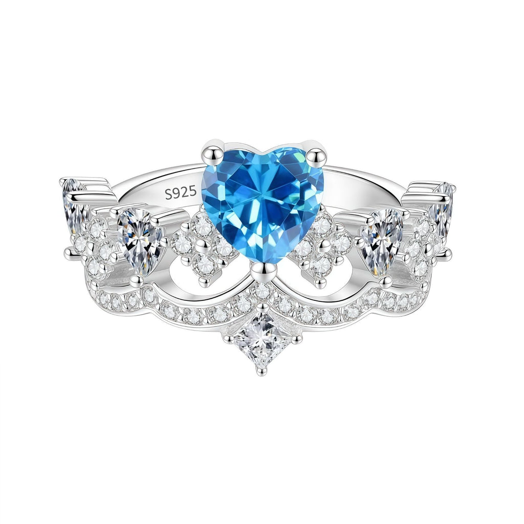 Heart Crown Colorful Moissanite Ring – image 7