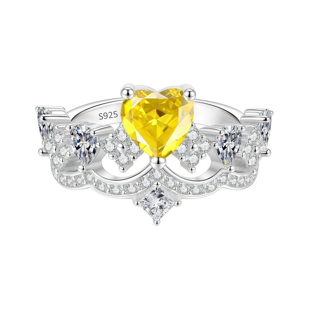 Heart Crown Colorful Moissanite Ring – image 9