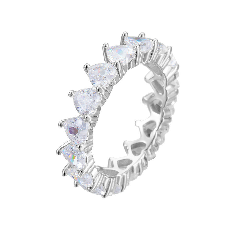 Heart Cut CZ Eternity Band Ring