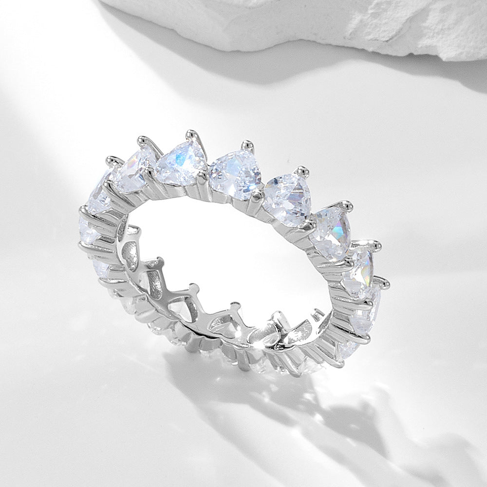 Heart Cut CZ Eternity Band Ring – detail view 3