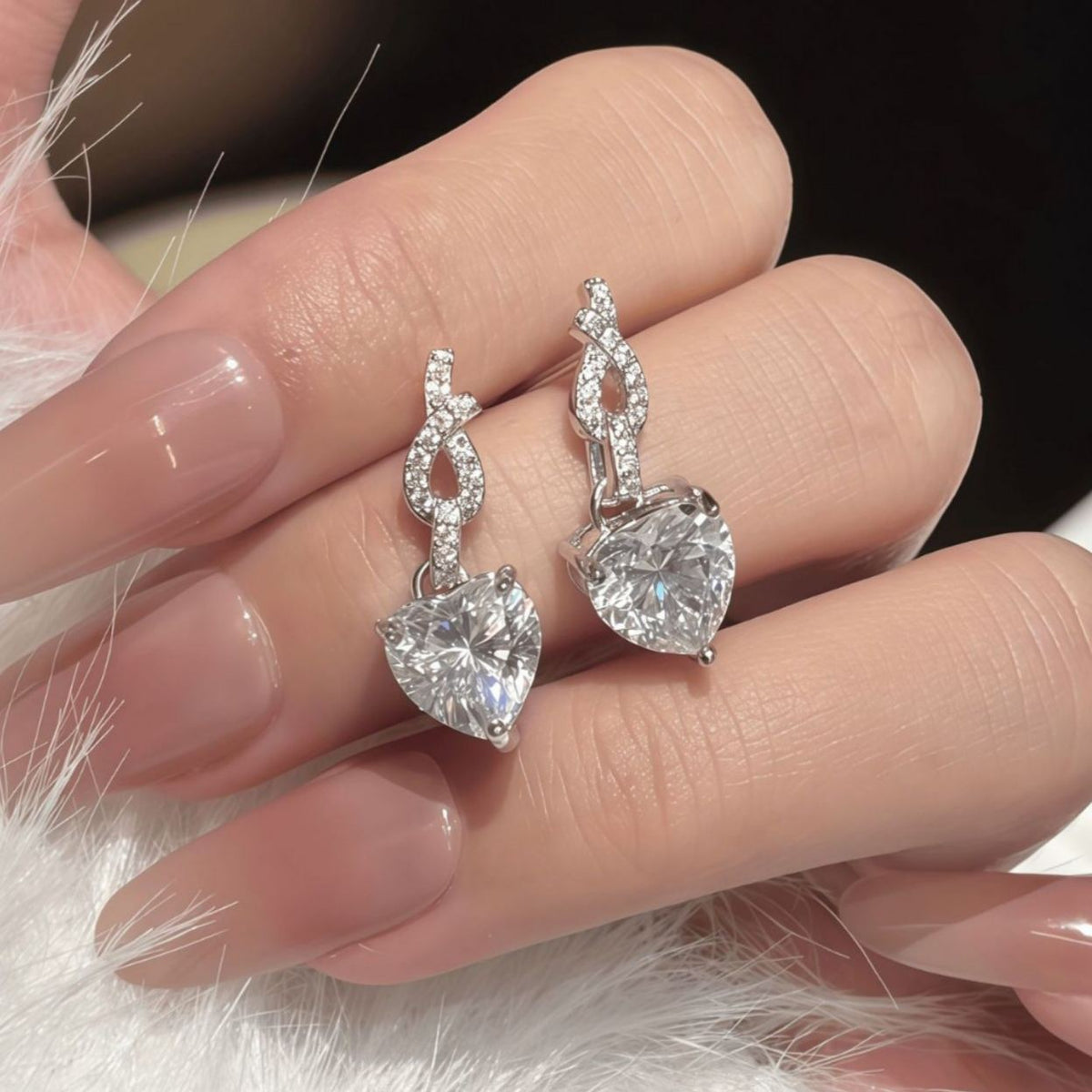 Heart-Shaped Moissanite Drop Earrings – wholesale moissanite jewelry