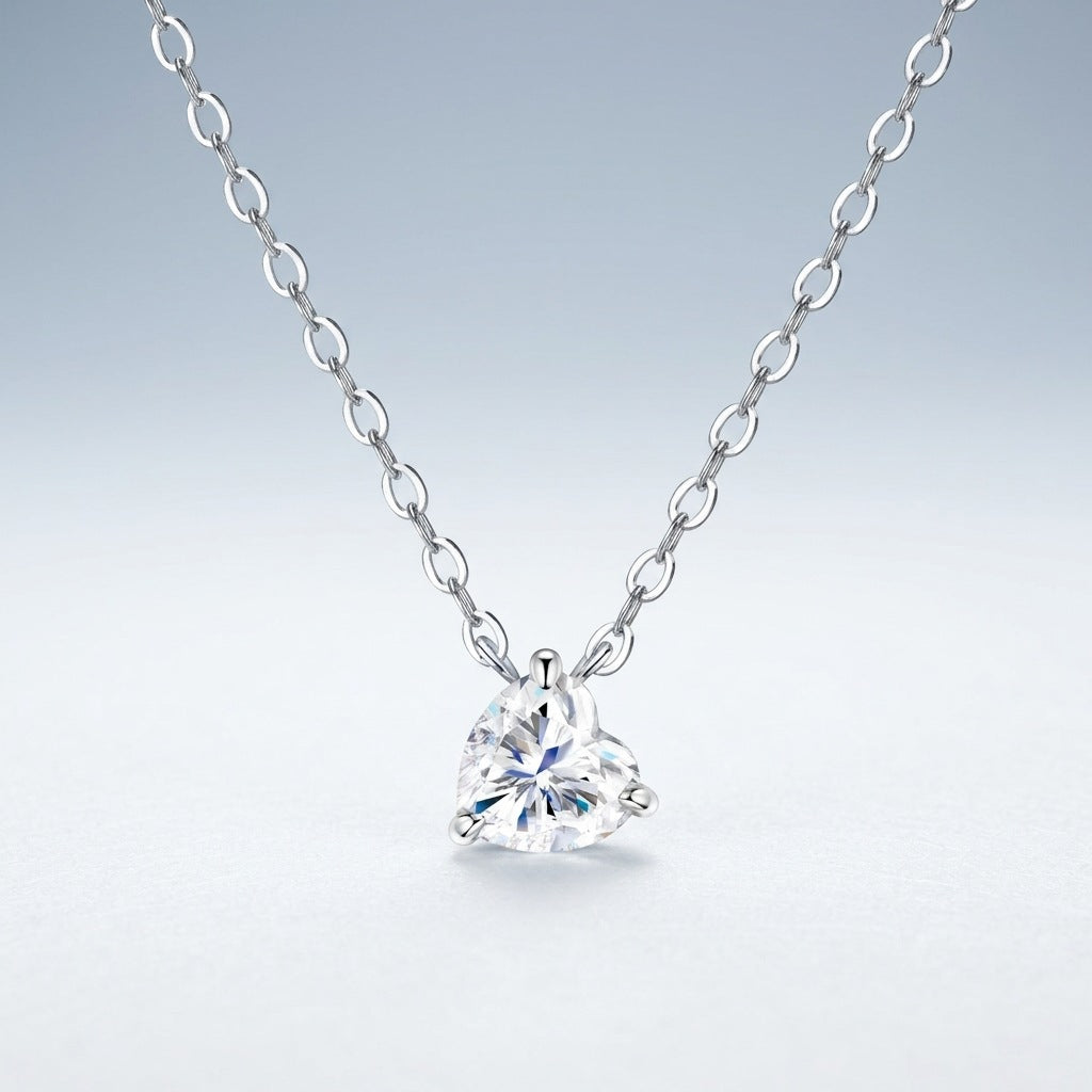 Heart-Shaped Moissanite Pendant Necklace