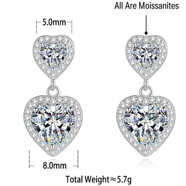 Heart-Shaped Moissanite Studs YCE905 – image 4