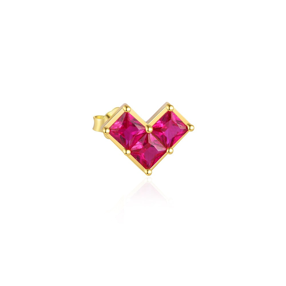 Heart-Shaped Red Zircon Stud Earrings – stud earrings in bulk