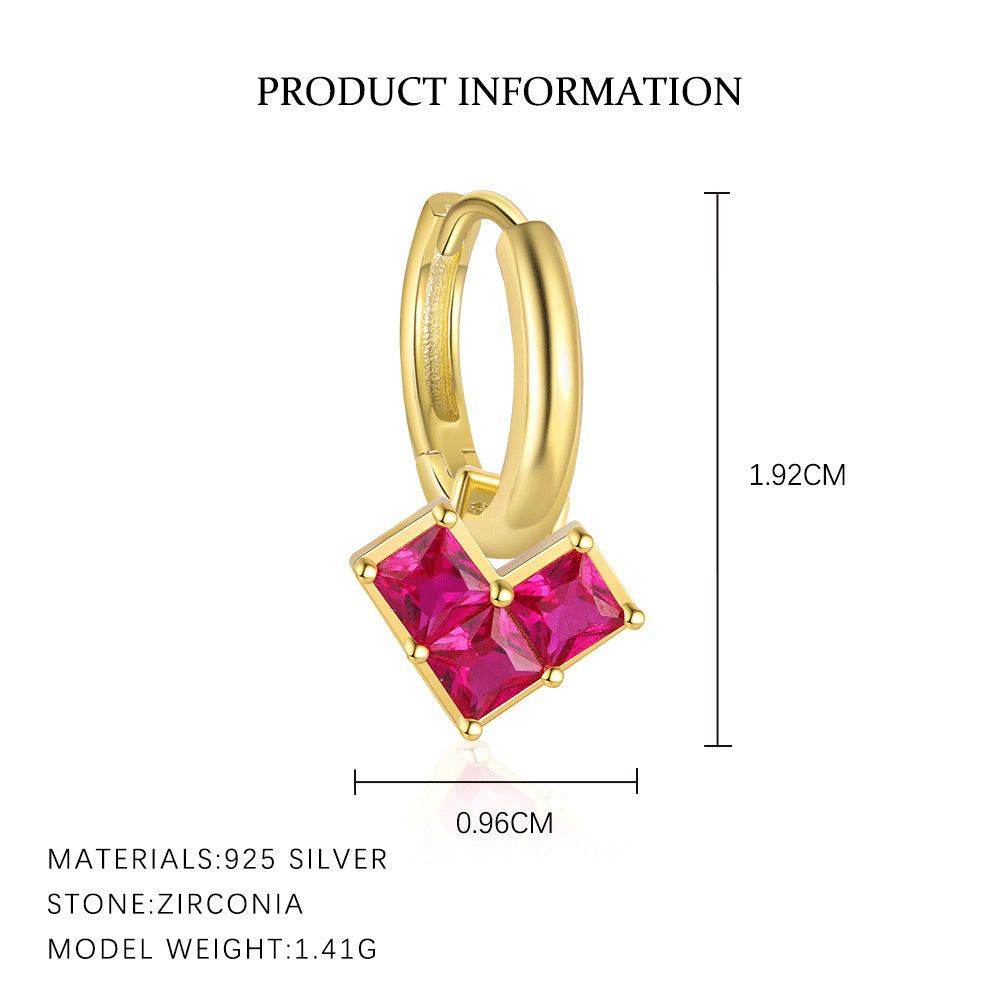 Heart-Shaped Red Zircon Stud Earrings – image 5