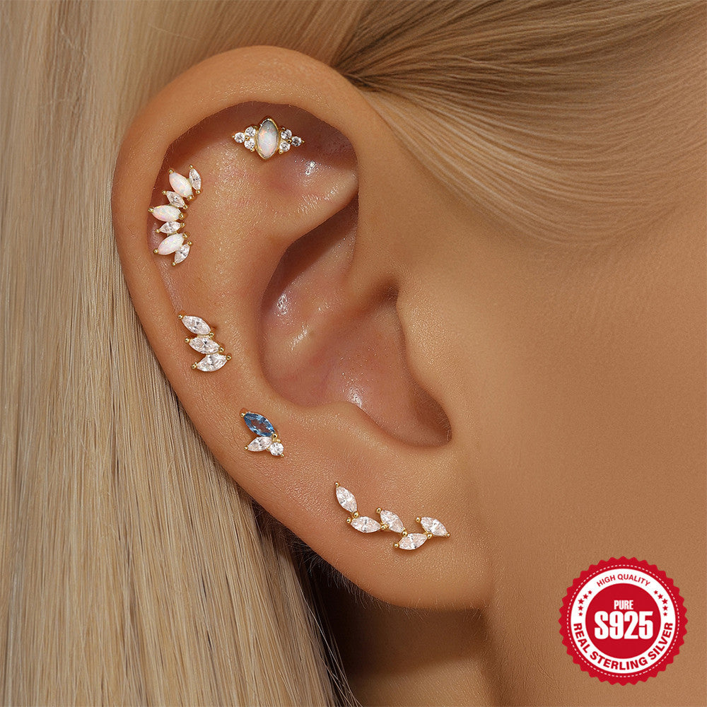 Marquise Zirconia Heart Stud Earrings