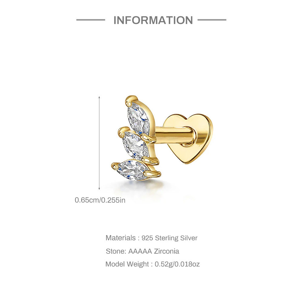 Marquise Zirconia Heart Stud Earrings – image 9