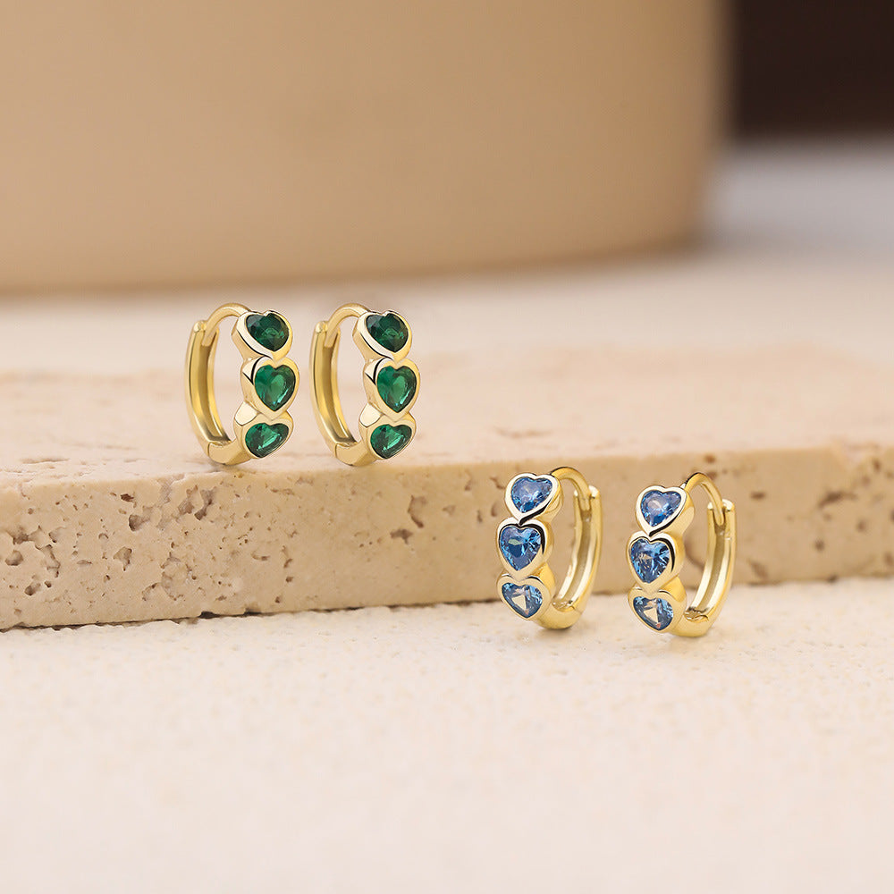 Heart-Shaped Zircon Huggie Earrings – earring hoops in bulk