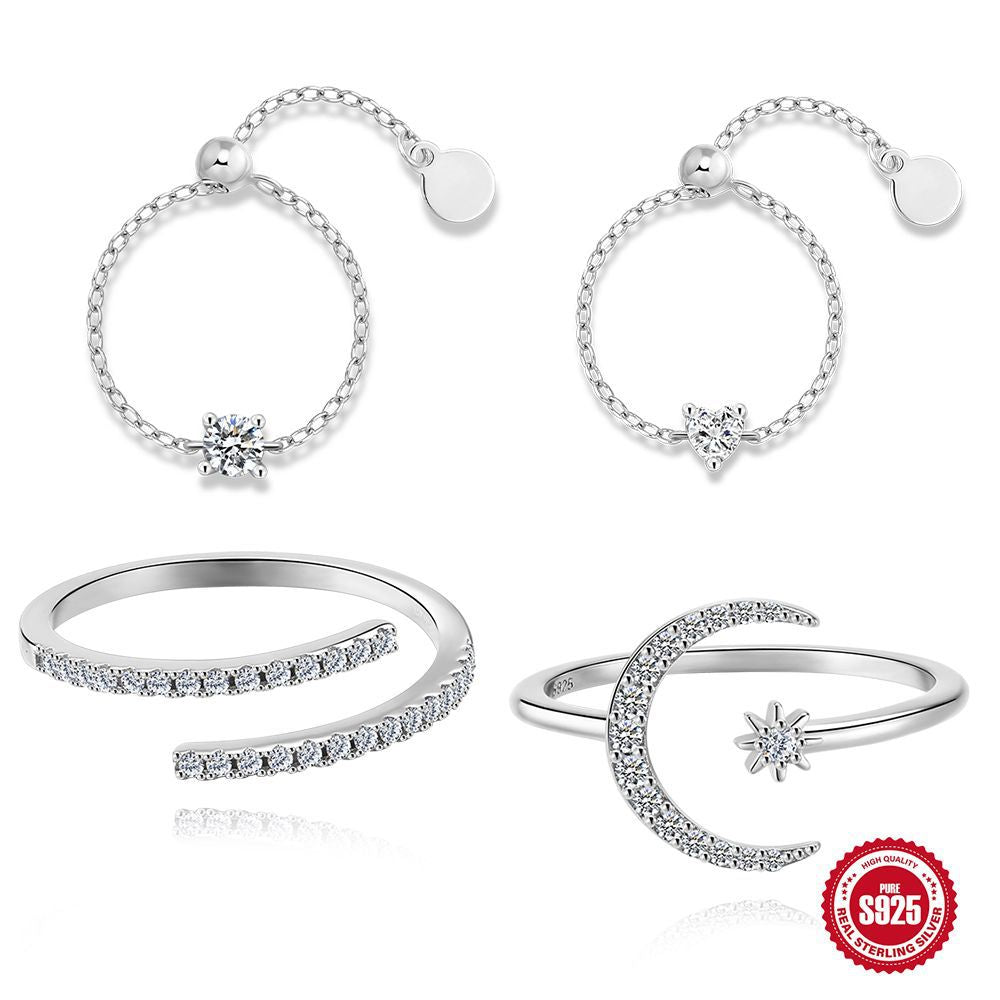 Heart Star Moon Moissanite Ring