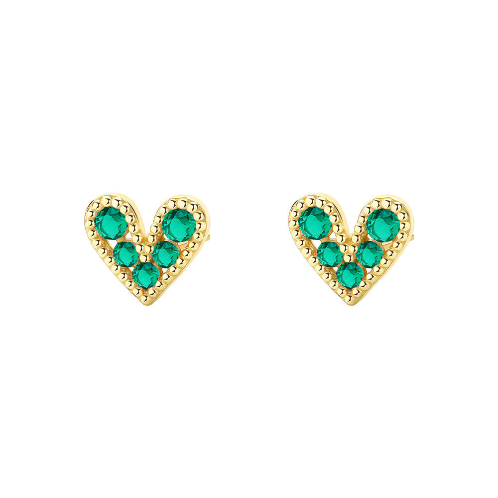 Colorful Zirconia Heart Stud Earrings