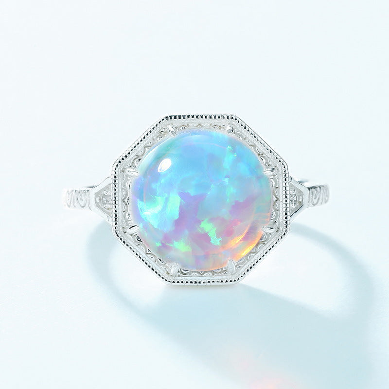 Hexagonal Opal Buckle Ring – wholesale silver rings