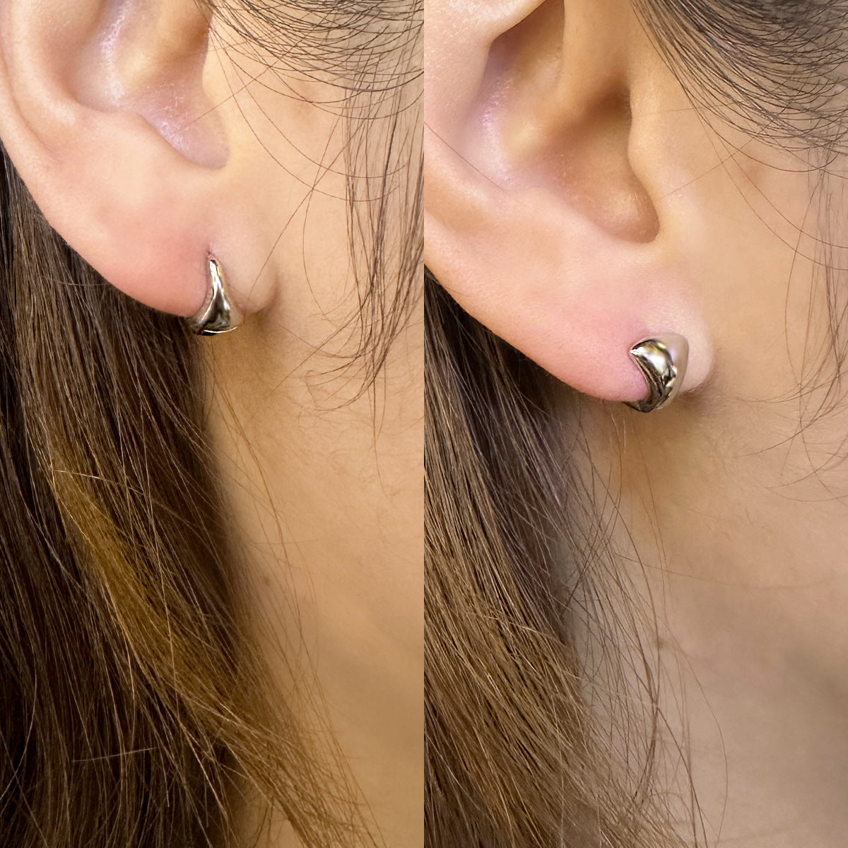 Chunky Sculptural Huggie Hoop Earrings – image 4