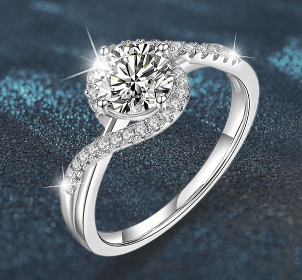 S925 Sterling Silver Moissanite Spinning Ring