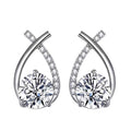 925 sterling silver fishtail crossed Moissanite earrings