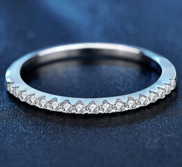 S925 Sterling Silver Moissanite Stackable Ring