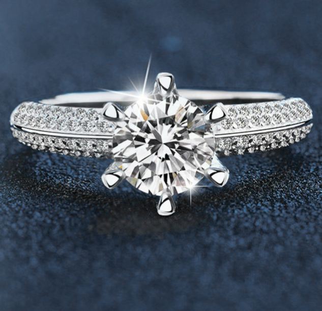 S925 Sterling Silver Moissanite Crown Ring