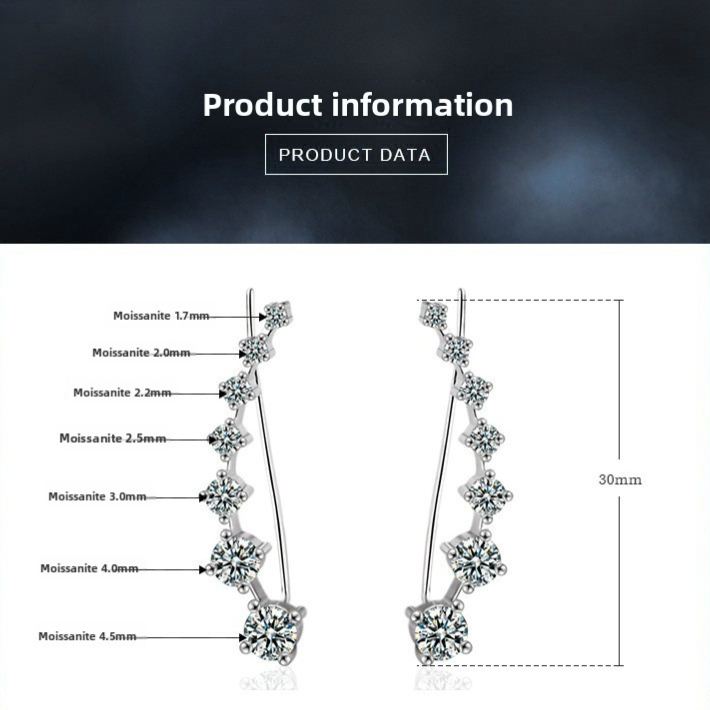 Classic Row-Set Diamond Stud Earrings — 925 Silver, Western-Style Jewelry
