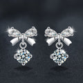 S925 Sterling Silver Moissanite Bow Stud Earrings