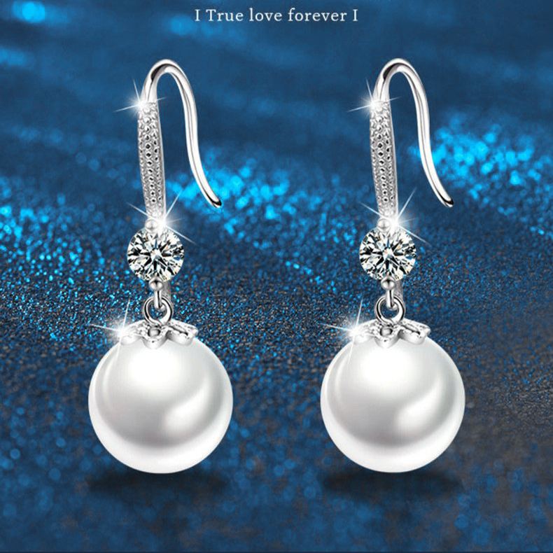 Pearl and Moissanite Dangle Earrings -925 Sterling Silver