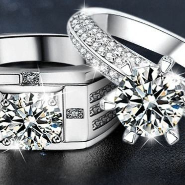 S925 Sterling Silver "Heartbeat" Moissanite Couple Ring