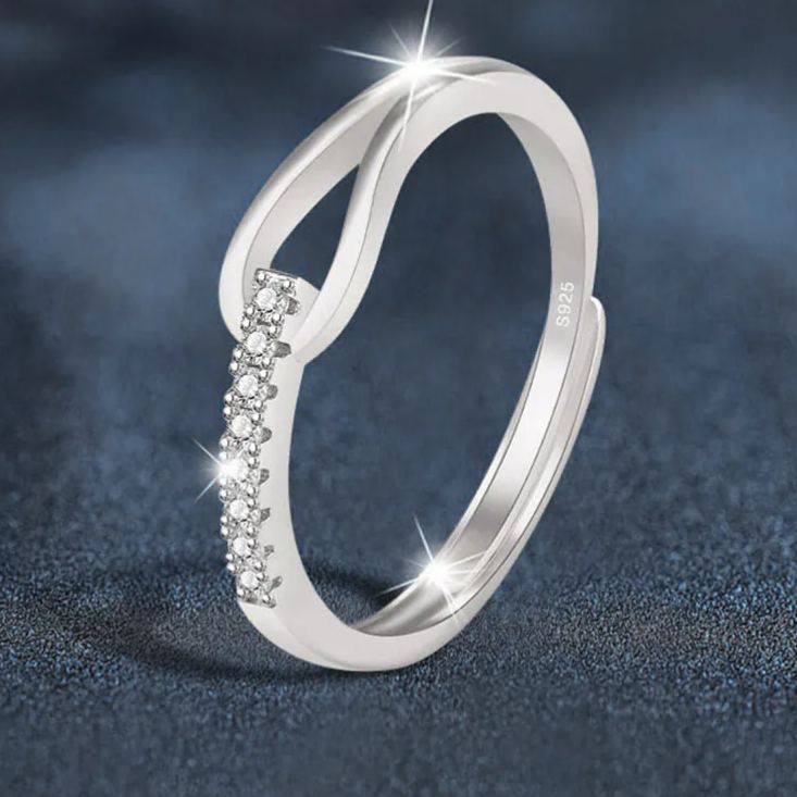 S925 Sterling Silver Moissanite Hollow Ring