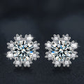 S925 Sterling Silver Romantic Snowflake Moissanite Earrings for Christmas