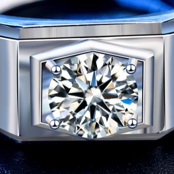 S925 Sterling Silver Moissanite Men's Bold Ring