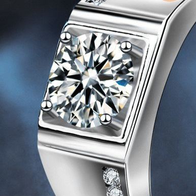 S925 Sterling Silver Moissanite Men's Ring