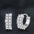 S925 Sterling Silver Earrings Set with Double Rows of Moissanite
