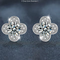 S925 Sterling Silver Simple Four-Leaf Clover Moissanite Stud Earrings