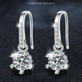 925 Sterling Silver Moissanite Classic Six-Prong Ear Hooks