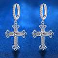 925 Sterling Silver Moissanite Cross Earrings