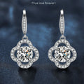Moissanite earrings, 925 sterling silver four-leaf clover ear hooks