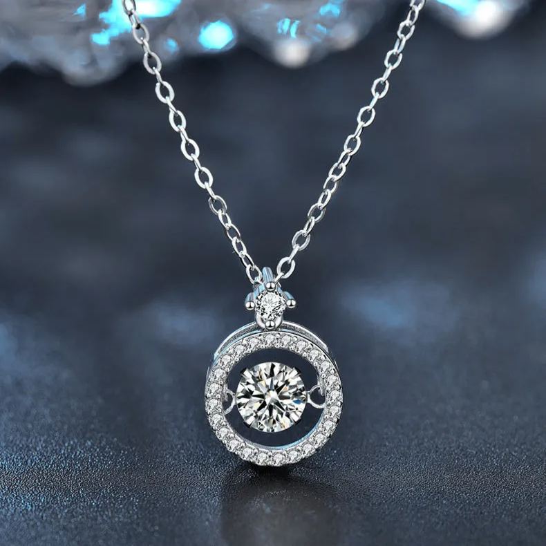 S925 Sterling Silver Moissanite Pulsatile Heart Necklace