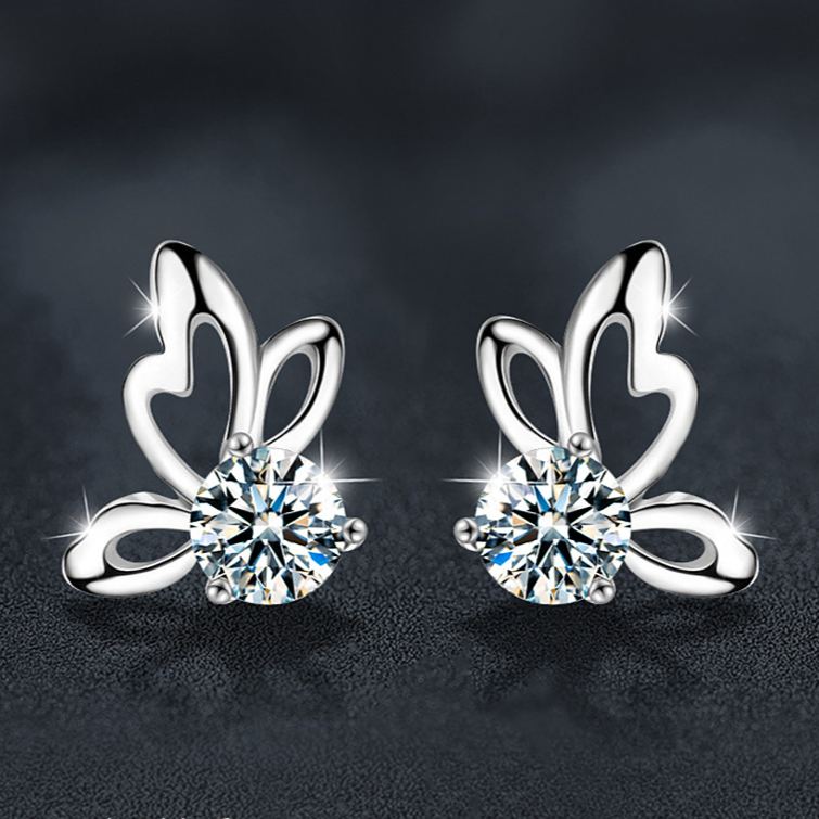 Moissanite S925 sterling silver butterfly earrings
