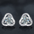 Simple Summer S925 Sterling Silver Leaf Moissanite Stud Earrings