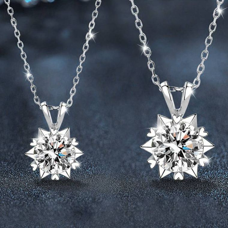 S925 Sterling Silver  Moissanite Heart-Shaped Necklace