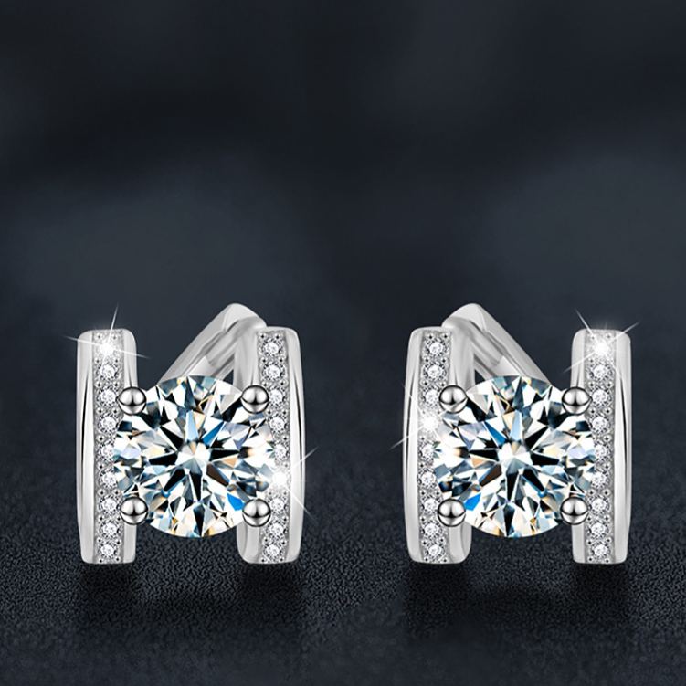 Moissanite S925 silver H letter earrings