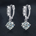 S925 Sterling Silver Moissanite Four-Prong Pendant Earrings