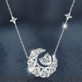 S925 Sterling Silver Moissanite Star Moon Necklace