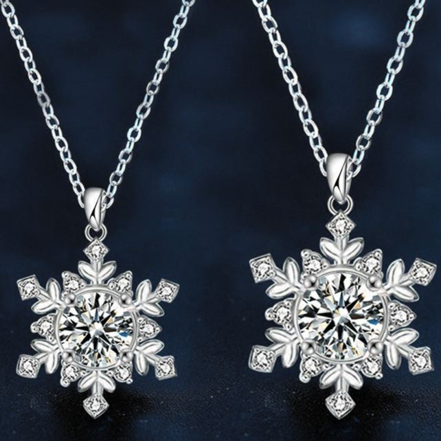 S925 Sterling Silver Moissanite Snowflake Necklace