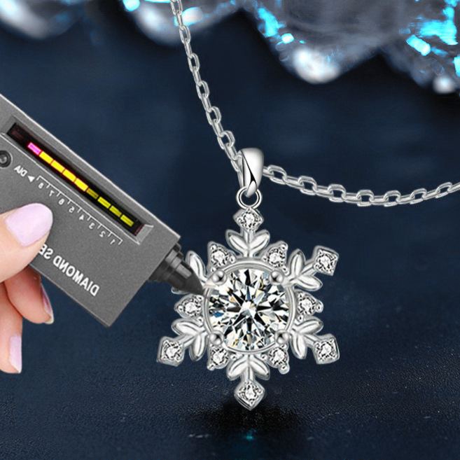 S925 Sterling Silver Moissanite Snowflake Necklace