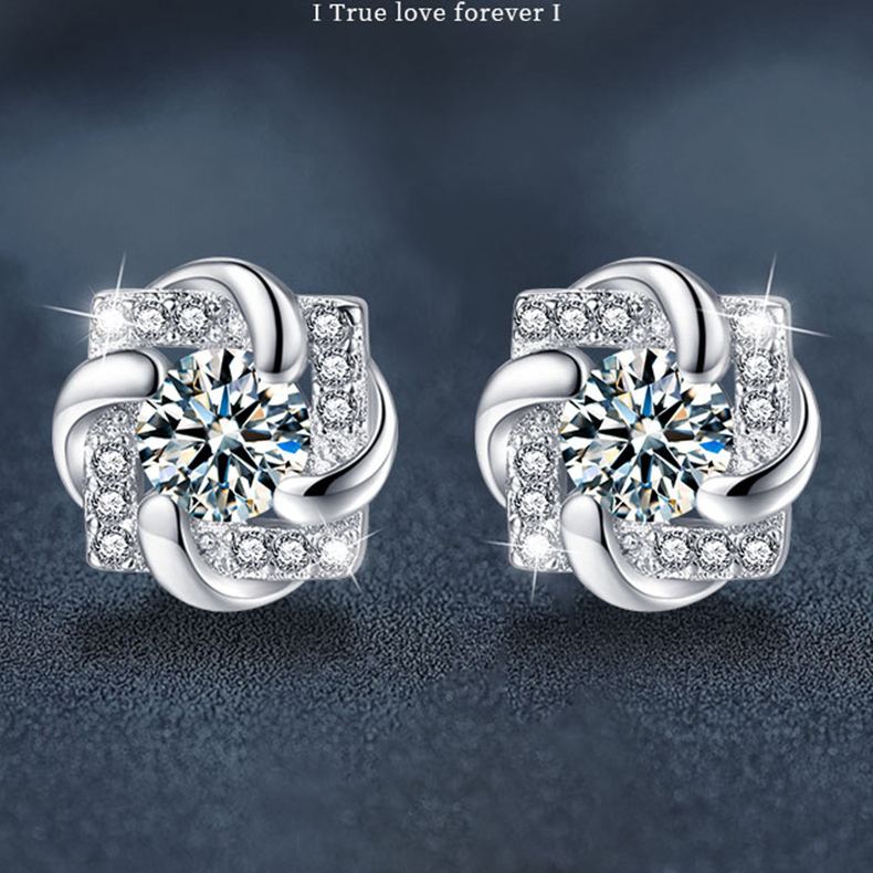 S925 Sterling Silver Moissanite Windmill Stud Earrings