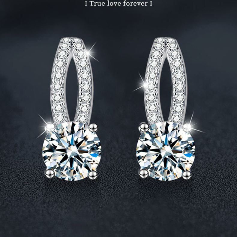 Moissanite Stud Earrings — 925 Sterling Silver, Sophisticated & Minimalist Style, Four-Prong Setting