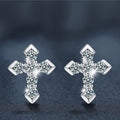 S925 Sterling Silver & Moissanite Cross Stud Earrings — Unique Design
