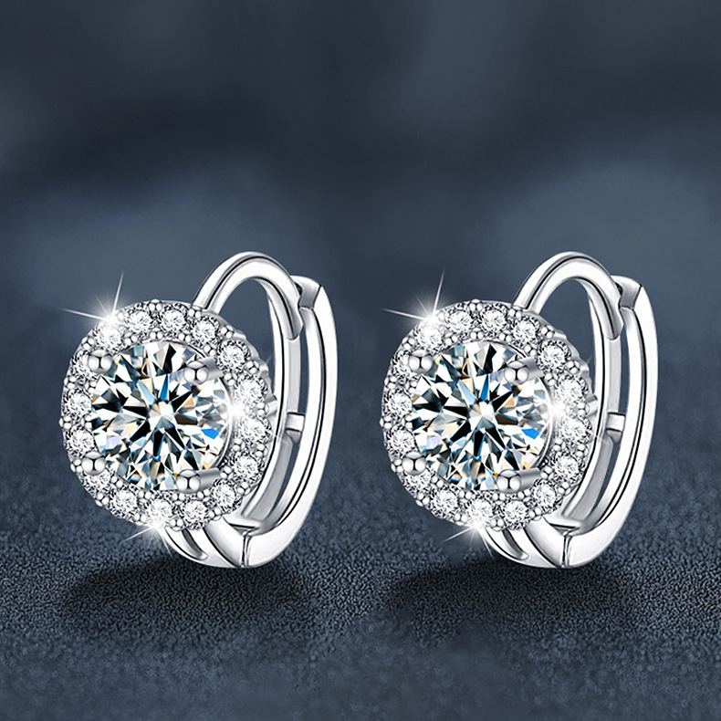 S925 Silver Moissanite Sunflower Earrings