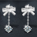 Premium & Niche Tassel Earrings — 925 Silver & Moissanite Bowknot Design